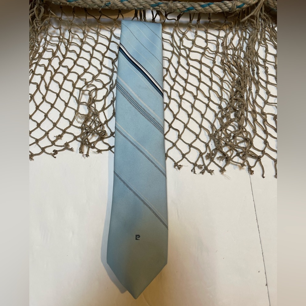 Mens Pierre Cardin Light blue striped Skinny width neck tie